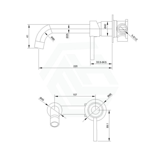 Norico Round Chrome Bath/Basin Wall Mixer With Spout Set Brass