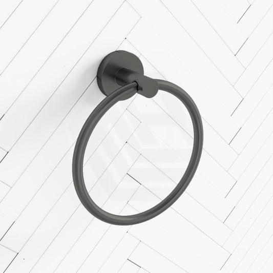 M#1(Gunmetal Grey) Norico Round Brushed Gunmetal Grey Hand Towel Ring Wall Mounted Holders