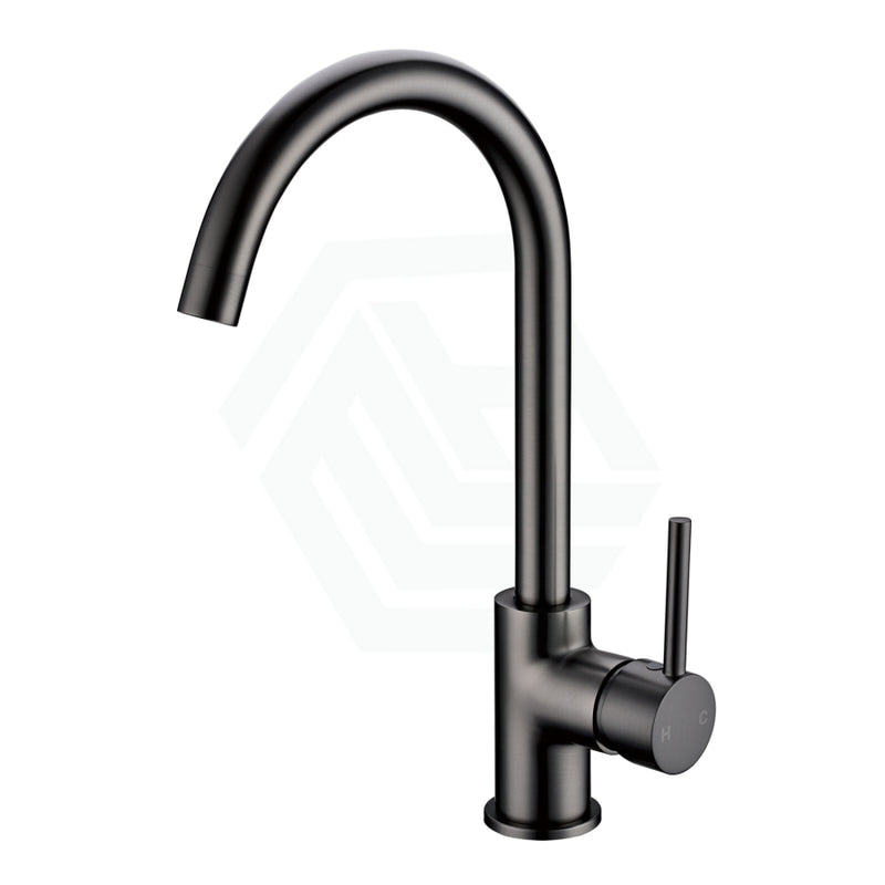 Brass Round Kitchen Sink Mixer Tap Gunmetal Grey