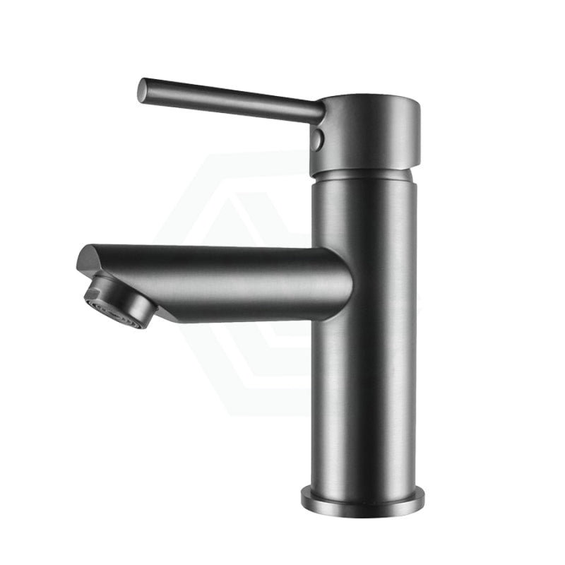 Brass Round Short Basin Mixer Tap Gunmetal Grey