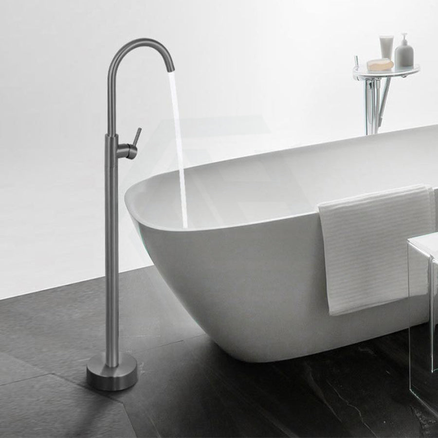 Norico Round Floor Mounted Bath Mixers Solid Brass Gunmetal Grey