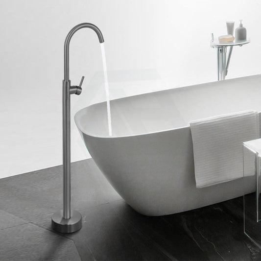 Norico Round Floor Mounted Bath Mixers Solid Brass Gunmetal Grey