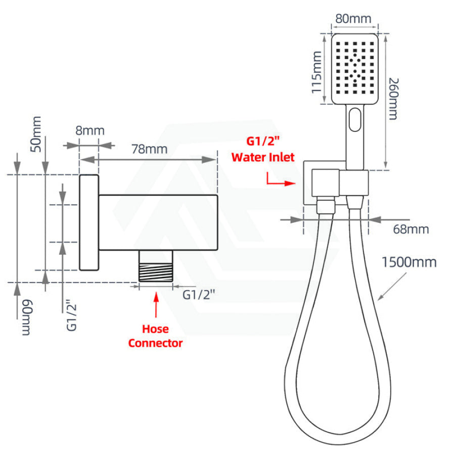 Square Chrome 3 Functions Handheld Shower With Wall Bracket Set Bathroom Products