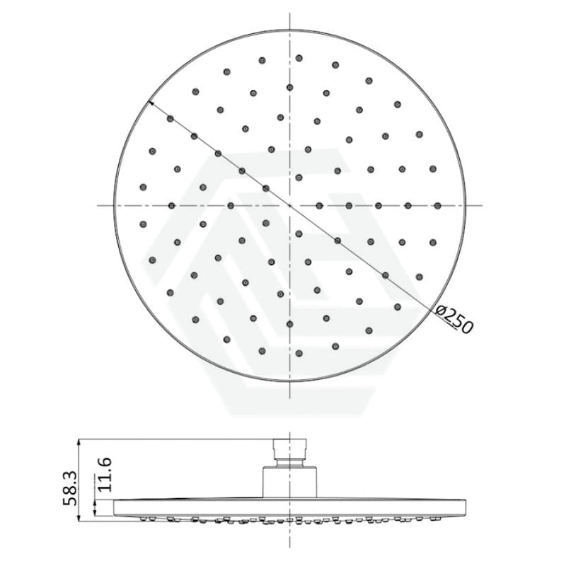 Otus 250mm Round Plastic Shower Head Gun Metal