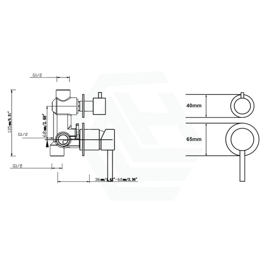 M#1(Gunmetal Grey) Norico Round Brushed Gunmetal Grey Shower/Bath Mixer With Diverter Brass Wall