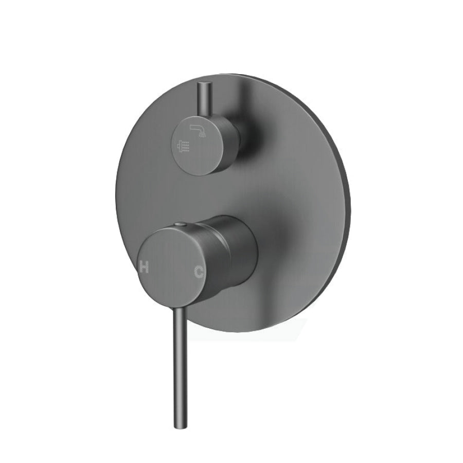 Round Brass Wall Mixer with Diverter Gunmetal Grey