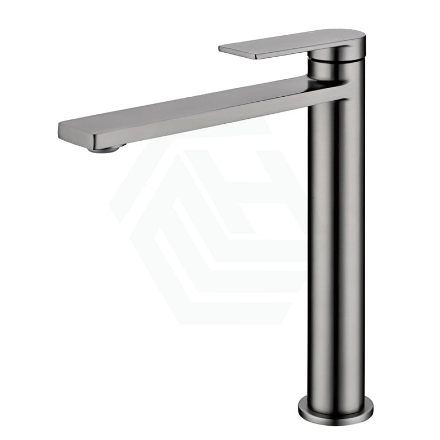 M#3(Gunmetal Grey) Ruki Solid Brass Gunmetal High Rise Basin Mixer For Vanity And Sink Grey Tall