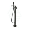 Square Floor Mounted Bath Mixers Handheld Gunmetal Grey