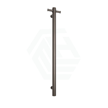 M#1(Gunmetal Grey) Thermogroup 12V 900Mm Gun Metal Straight Round Vertical Single Heated Towel Rail