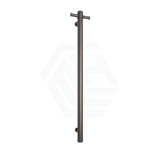 M#1(Gunmetal Grey) Thermogroup 12V 900Mm Gun Metal Straight Round Vertical Single Heated Towel Rail