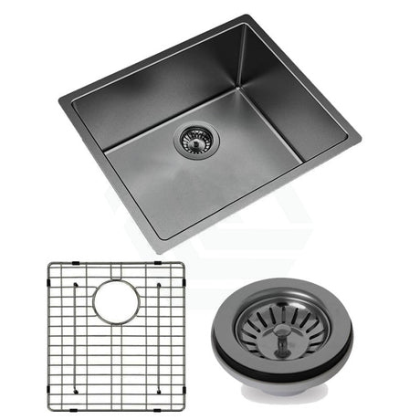 440X440X205Mm Brushed Gunmetal / Black Pvd Stainless Steel Handmade Single Bowl Kitchen Sink