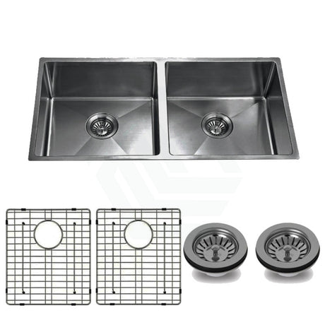 770X450X215Mm Brushed Gunmetal Pvd 1.2Mm Handmade Top/undermount Double Bowls Kitchen Sink