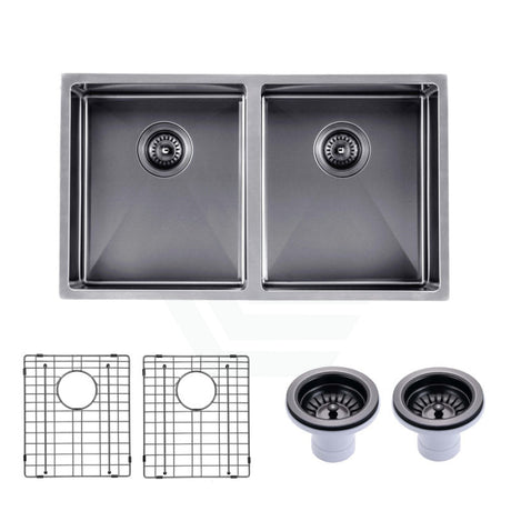 820X457X230Mm Brushed Gunmetal / Black Pvd Double Bowls Kitchen Sink Top/undermount