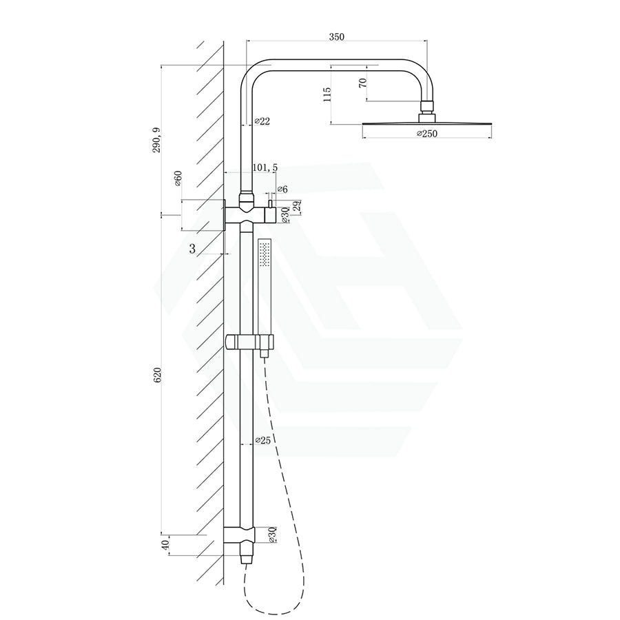 M#2(Gunmetal Grey) Linkware Elle 316 Gun Metal Twin Shower On Rail Showers