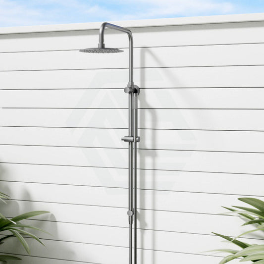 M#2(Gunmetal Grey) Linkware Elle Outdoor 316 Gun Metal Twin Shower On Rail Showers