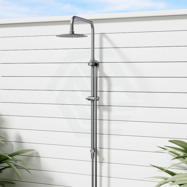 M#2(Gunmetal Grey) Linkware Elle Outdoor 316 Gun Metal Twin Shower On Rail Showers