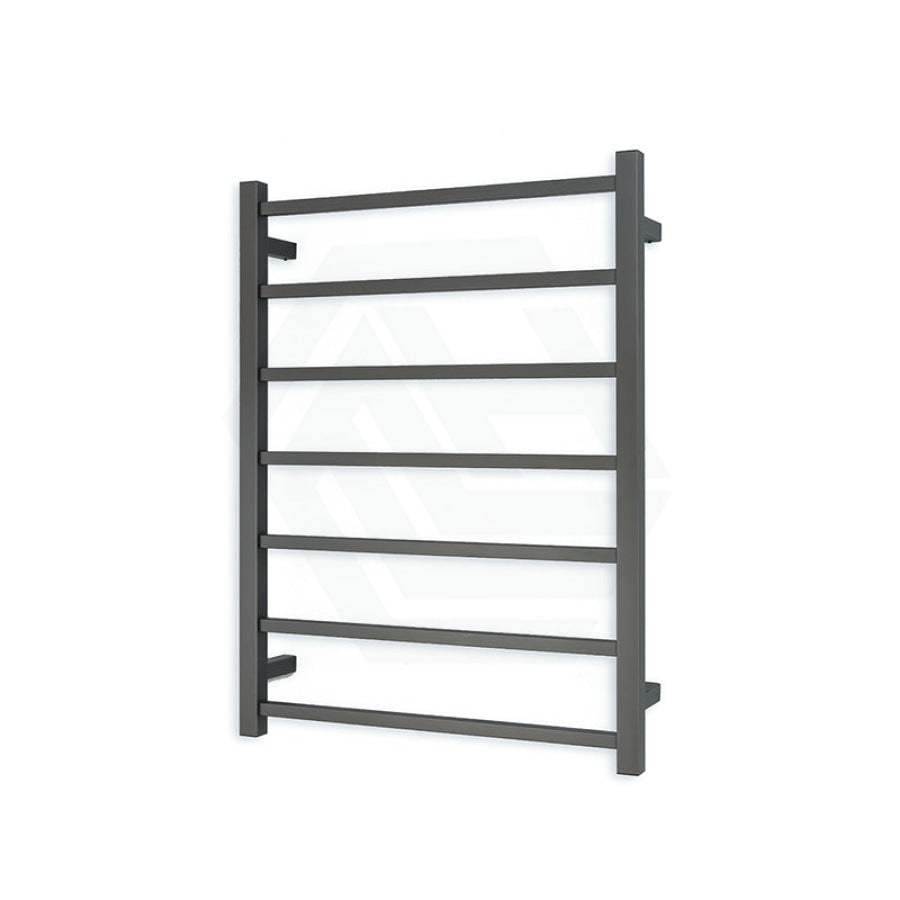 M#6(Gunmetal Grey) Radiant Gun Metal Grey Heated Square Ladder Towel Rail 600 X 800Mm 7 Bars Bottom