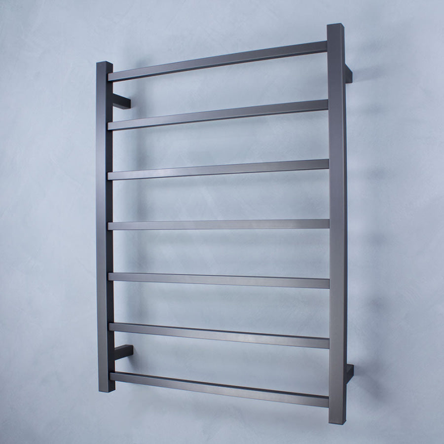 M#6(Gunmetal Grey) Radiant Gun Metal Grey Heated Square Ladder Towel Rail 600 X 800Mm 7 Bars Rails