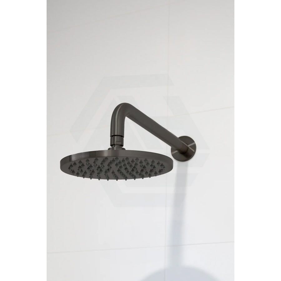 M#3(Gunmetal Grey) Meir 400Mm Round Wall Mounted Shower Curved Arm Pvd Shadow Gunmetal Solid Brass