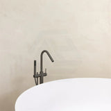 M#6(Gunmetal Grey) Meir Round Freestanding Bath Spout And Hand Shower Pvd Shadow Floor Mounted