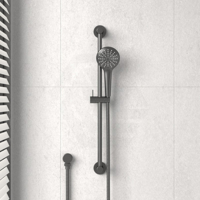 M#3(Gunmetal Grey) Meir Round Three Function Hand Shower On Rail Column Pvd Shadow With Handheld