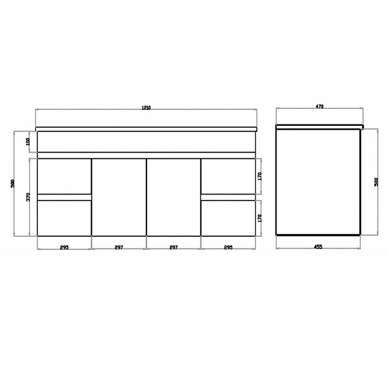 600-1500mm Bathroom MDF Floating Vanity Wall Hung Gloss White Cabinet Only