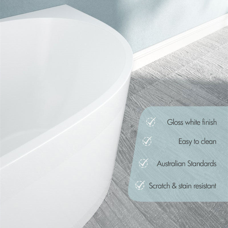 1400/1490/1600/1690Mm Hanabi Bathtub Back To Wall Gloss White No Overflow