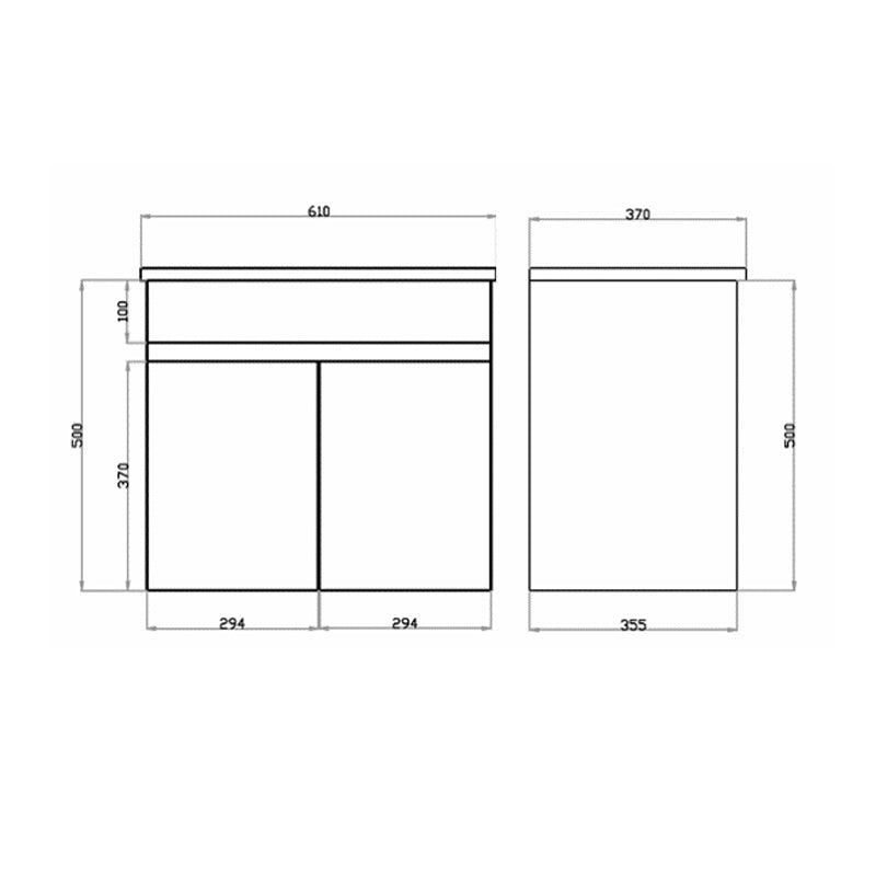 600mm Narrow Bathroom MDF Wall Hung Vanity Gloss White Cabinet ONLY & Ceramic Top Available