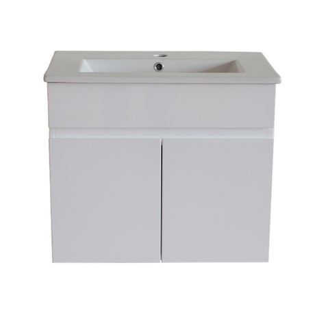 600mm Narrow Bathroom MDF Wall Hung Vanity Gloss White Cabinet ONLY & Ceramic Top Available