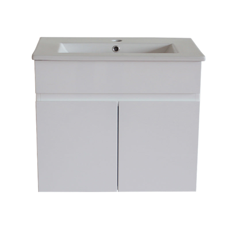 600mm Narrow Bathroom MDF Wall Hung Vanity Gloss White Cabinet ONLY & Ceramic Top Available