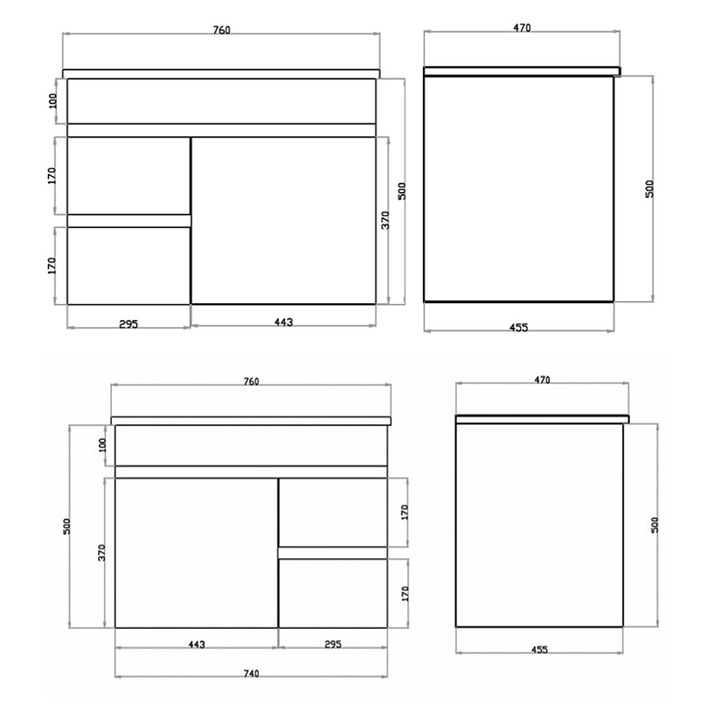 600-1500mm Bathroom MDF Floating Vanity Wall Hung Gloss White Cabinet Only