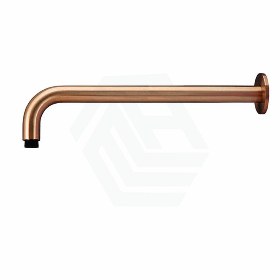 Meir 400Mm Round Wall Mounted Shower Curved Arm Pvd Lustre Bronze Solid Brass Arms