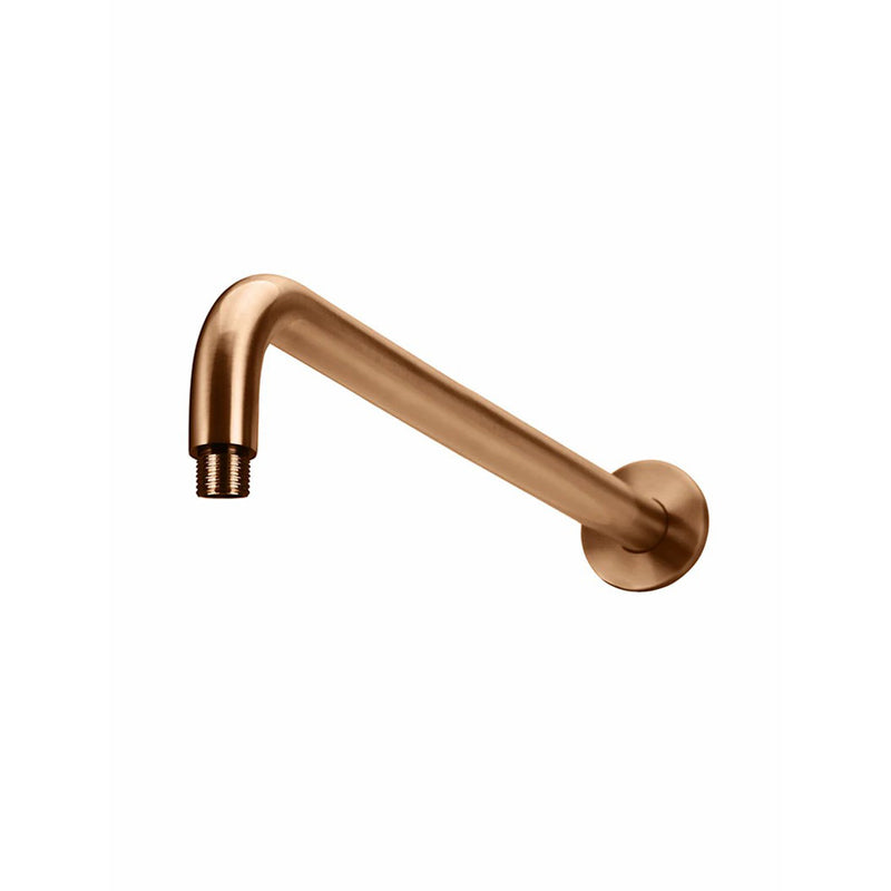 Meir 400Mm Round Wall Mounted Shower Curved Arm Pvd Lustre Bronze Solid Brass Arms