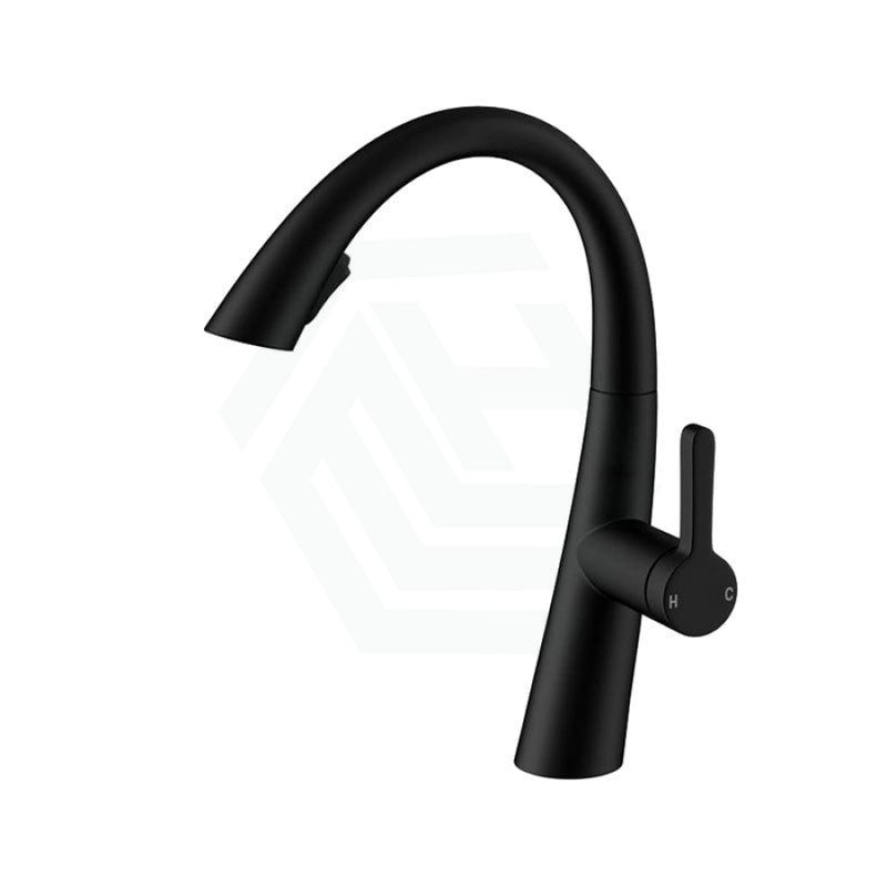 Matt Black Round Pull Out Kitchen Mixer Tap 360 Swivel Brass Sink Mixers