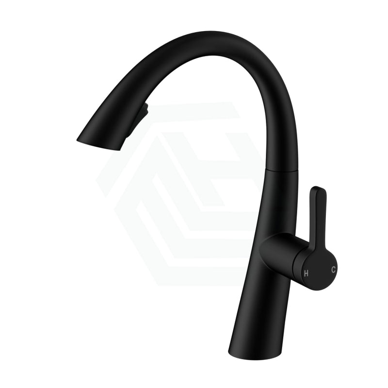 Matt Black Round Pull Out Kitchen Mixer Tap 360 Swivel Brass Sink Mixers