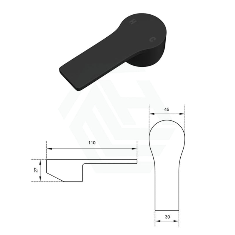 Matt Black Solid Brass Mixer Handle For Bathtub And Basin Hd005B Handles