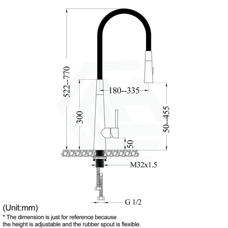 Matt Black Solid Brass Mixer Tap With Flexible Rubber Spout 360 Swivel For Kitchen Products