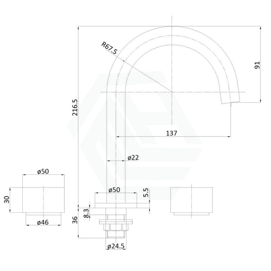 Matt Black Solid Brass Tap Set With 360 Swivel Hob Mounted For Basin