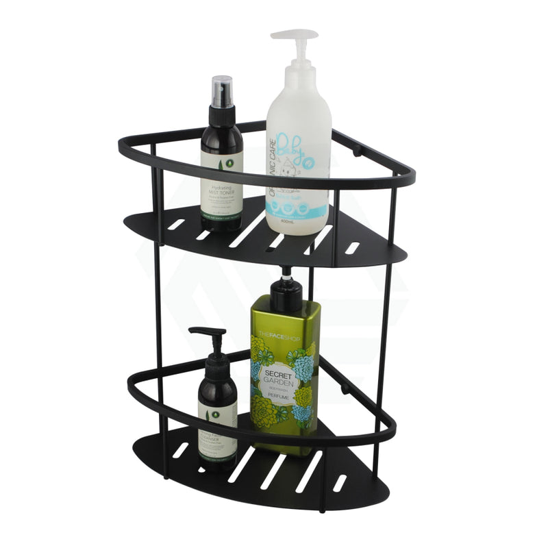 Matt Black Stainless Steel 2 Tier Shower Caddy Shelf