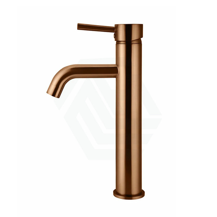 Meir Round Pin Curved Tall Basin Mixer Pvd Lustre Bronze Mixers