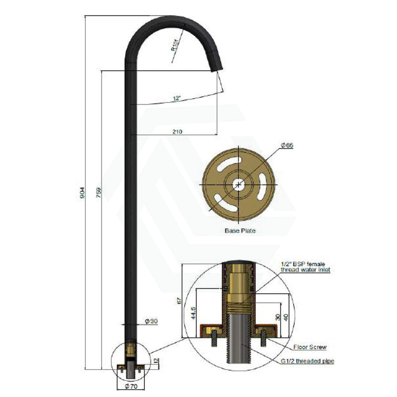 Meir Round Freestanding Bath Spout Pvd Lustre Bronze Floor Mounted Mixers