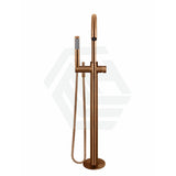 Meir Round Pinless Freestanding Bath Spout And Hand Shower Pvd Lustre Bronze Floor Mounted Mixers