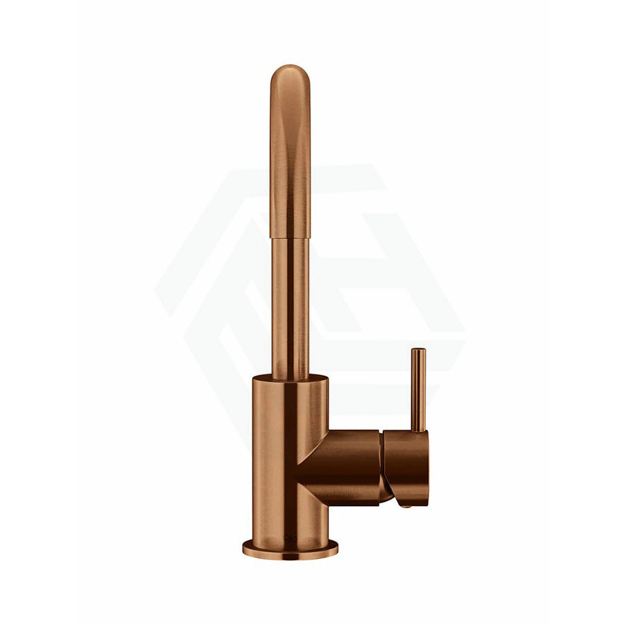 Meir Round Gooseneck Short Basin Mixer With Cold Start Pvd Lustre Bronze Mixers