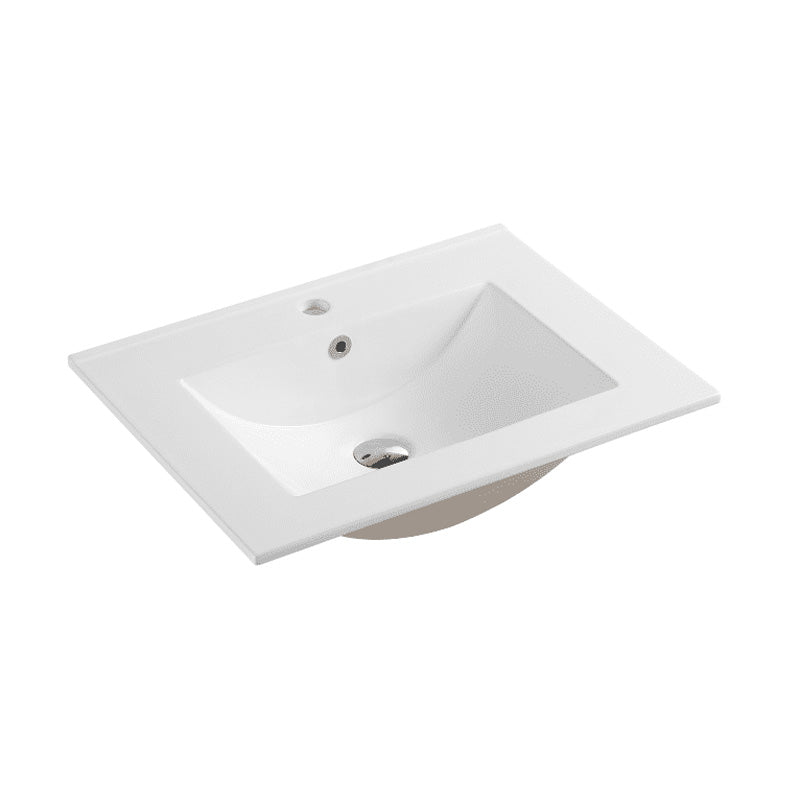 600x370x190mm Slim Ceramic Top for Bathroom Vanity Single Bowl Gloss White Narrow