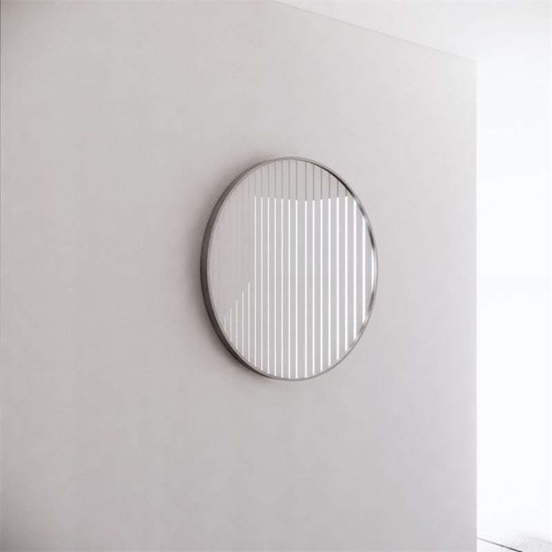 600/800Mm Bathroom Brushed Nickel Framed Round Mirror Wall Mounted Mirrors