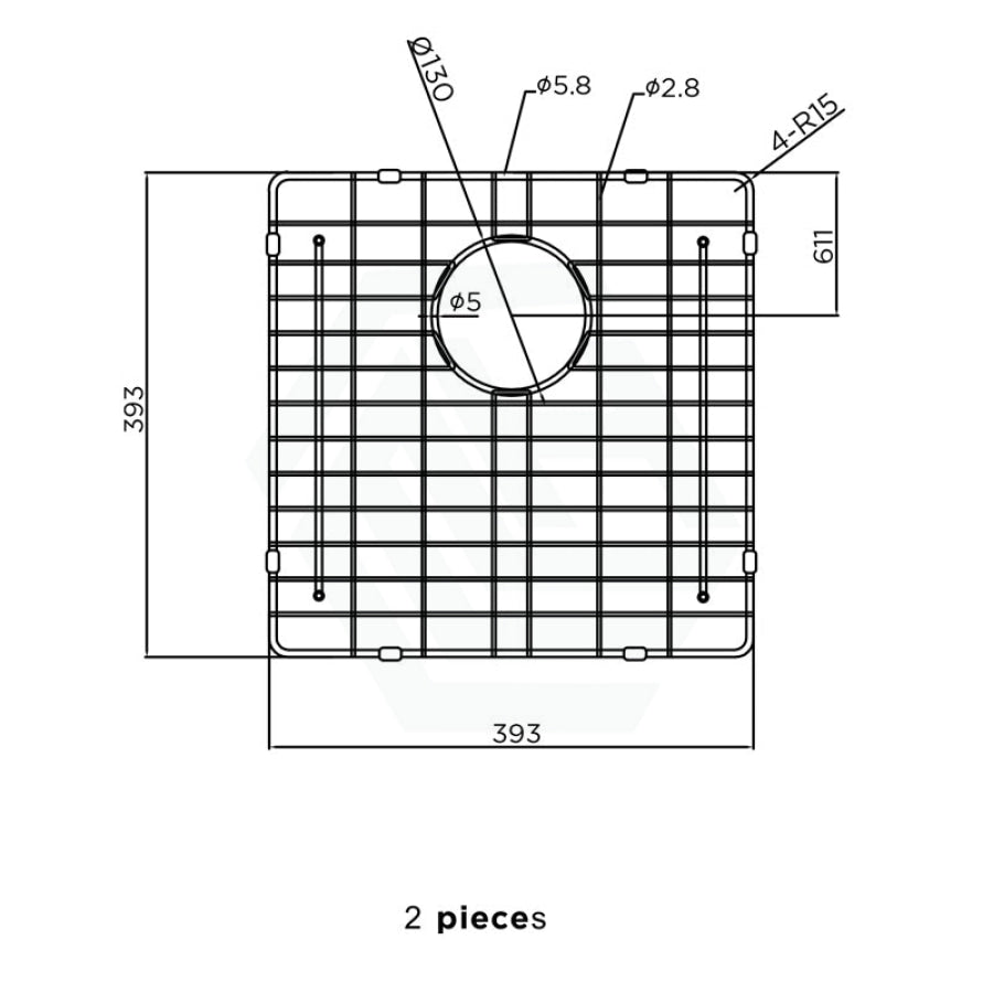 393x393mm Meir Lavello Stainless Steel Protection Grid for MKSP-D860440 (2 Pieces) Variant Colour Available