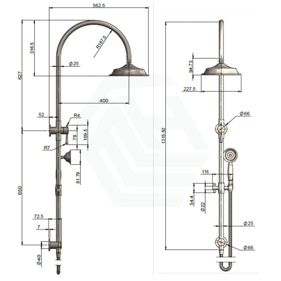 N#3(Nickel) Meir Harrington Combination Twin Shower Set PVD Brushed Nickel