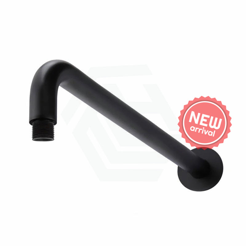 Meir 400Mm Round Wall Mounted Shower Curved Arm Matt Black Solid Brass Arms