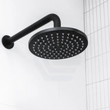 Meir 400Mm Round Wall Mounted Shower Curved Arm Matt Black Solid Brass Arms