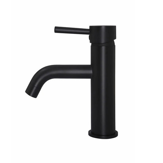 Meir Matt Black Round Curved Basin Mixer Solid Brass